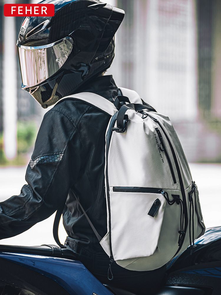 FEHER摩托车骑行双肩背包可装头盔防雨防水大容量骑士休闲包男女
