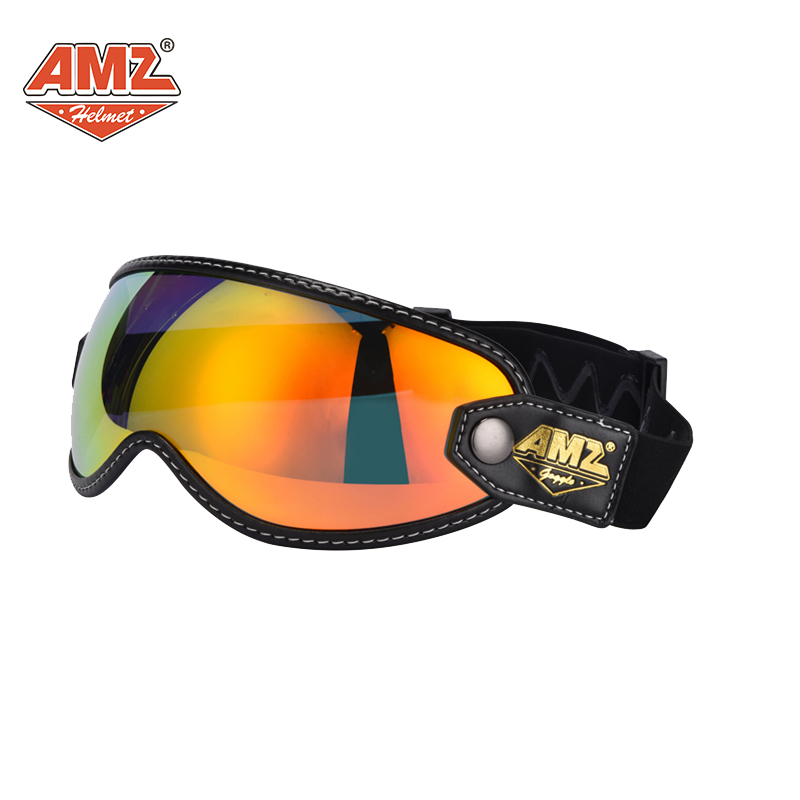 AMZ头盔900款日式复古摩托车全盔风镜绑带式头盔护目镜防护眼镜