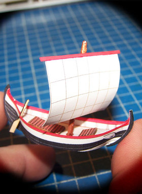 儿童手工折纸DIY拼装立体3D纸质模型仿真船模制作迷你小船小木舟