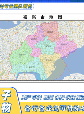 嘉兴市地图可定制浙江省行政交通路线颜色分布各市平面图形
