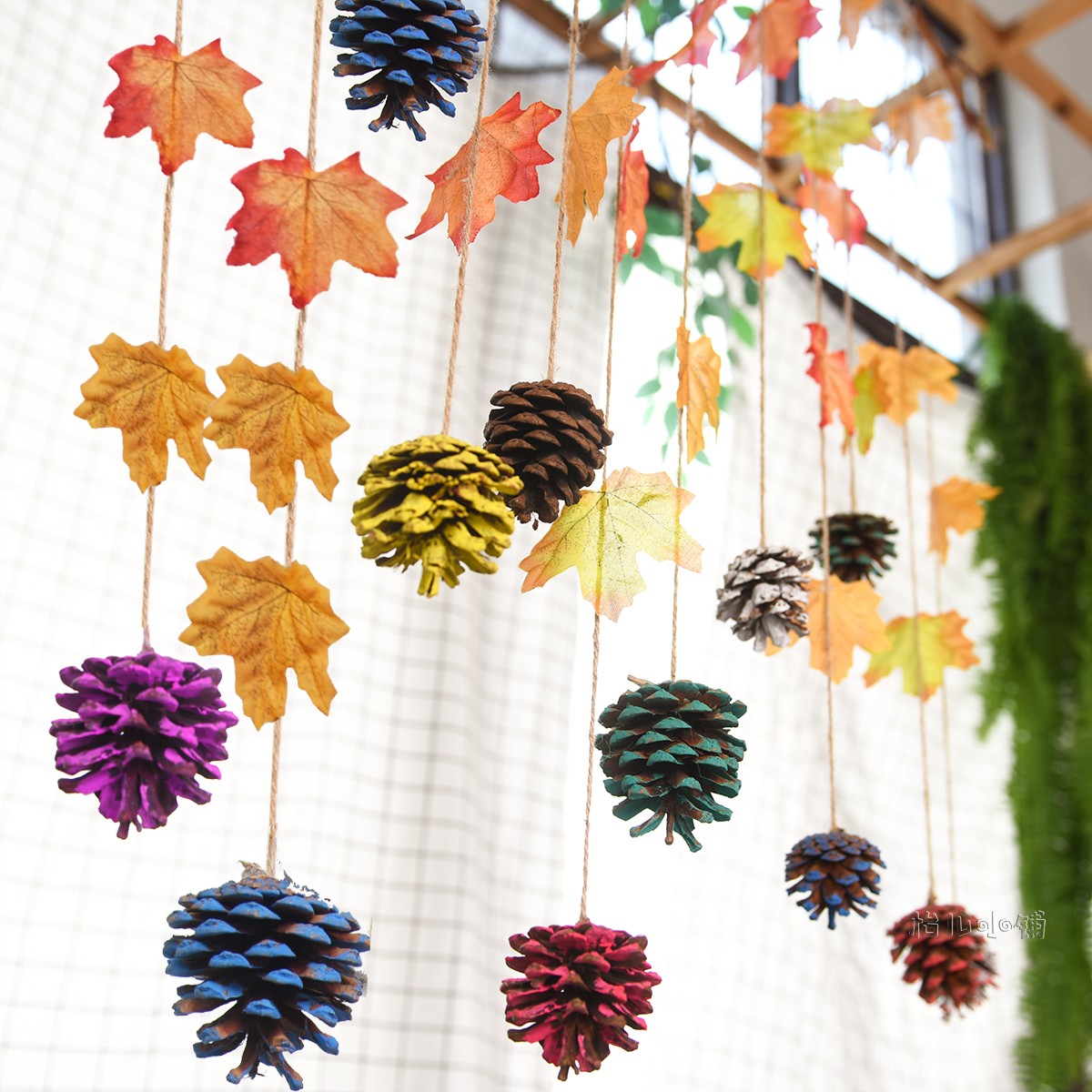 枫叶串条松果古风吊饰挂饰幼儿园班级教室秋天主题环创装饰材料