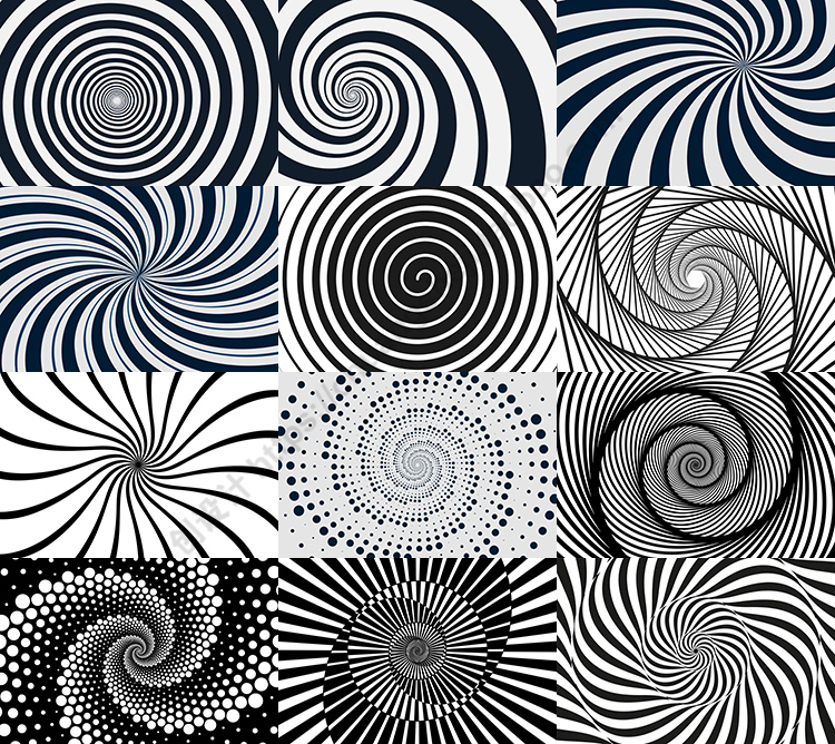 螺旋图案背景 扁平化抽象眩晕视觉漩涡纹理 AI格式矢量设计素材