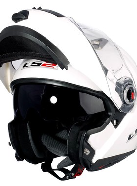 高档LS2头盔摩托车冬季全盔揭面盔双镜片机车男女摩旅3C防雾四季F