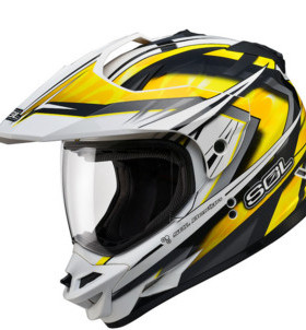 台湾进口SOL摩托车头盔SS-1白黄色极限拉力盔 越野盔机车全盔跑盔