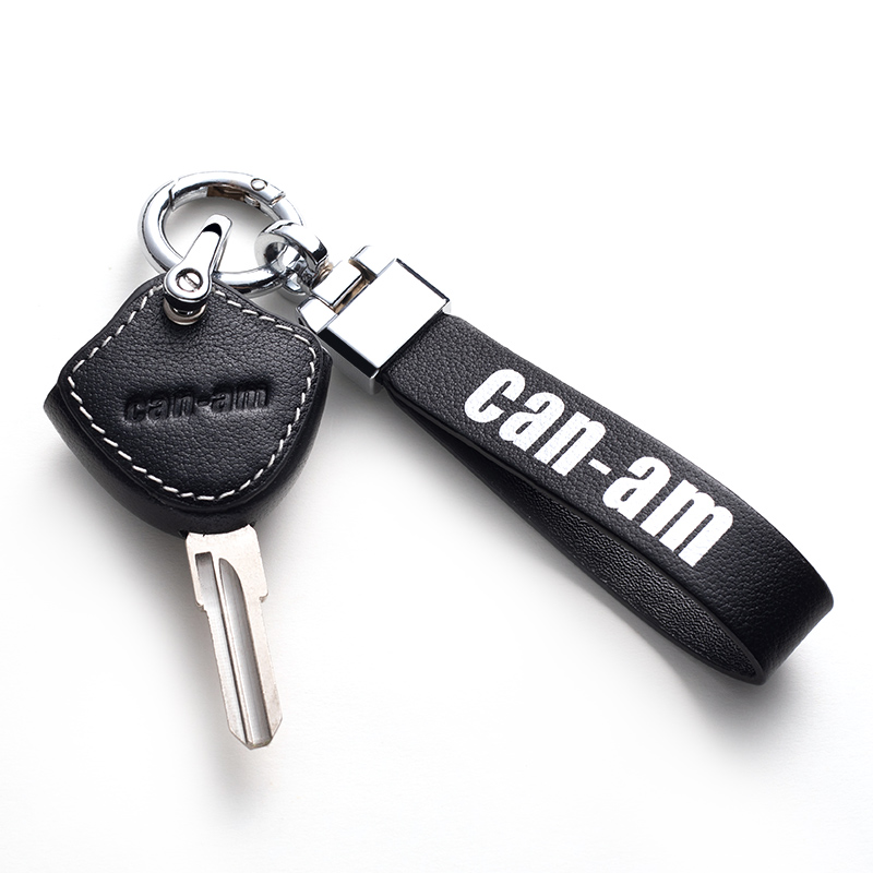 适用庞巴迪摩托车can-am钥匙套改装真皮钥匙套扣包锁匙盖个性机车