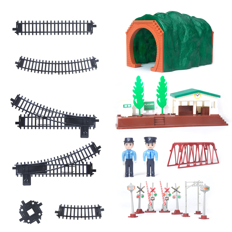玩具轨道火车配件装饰圣诞树路标站台信号灯加长儿童仿真玩具男孩