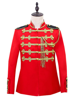 欧洲英国王子演出红色军礼服上衣男欧式复古宫廷舞台话剧贵族服装