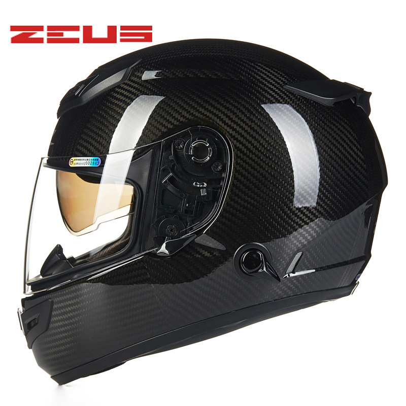 10E双镜片碳纤维头盔摩托车头盔赛车盔减速防眩