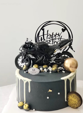 摩托车蛋糕装饰摆件合金机车模型男神生日父亲节爸爸老公烘焙插件