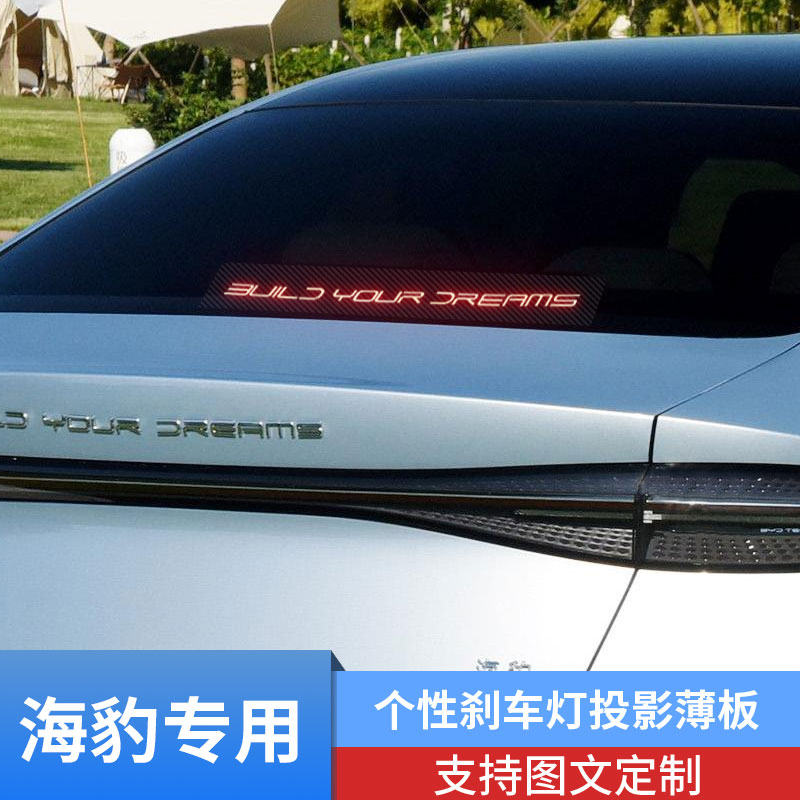 比亚迪汉 海豹后尾灯碳纤维投影板外观改装汽车装饰个性刹车灯贴