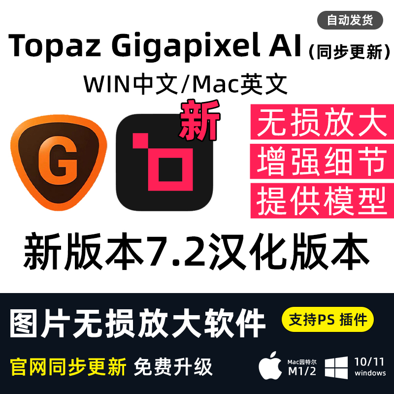 Topaz Gigapixel AI 7.2.0 图片无损放大PS插件软件修复细节增强
