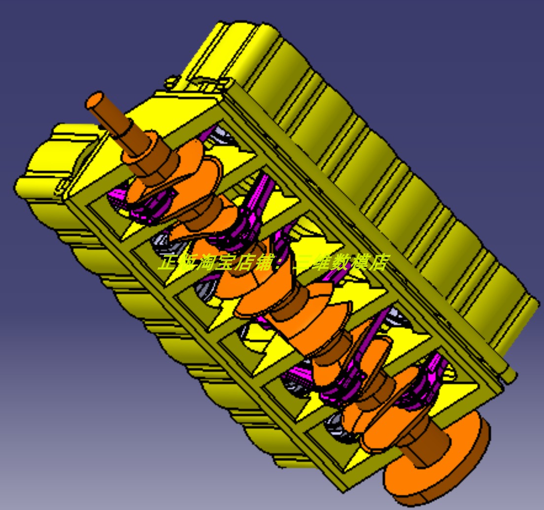 V12十二缸汽车发动机活塞曲柄连杆Catia DMU运动画3D三维几何模型