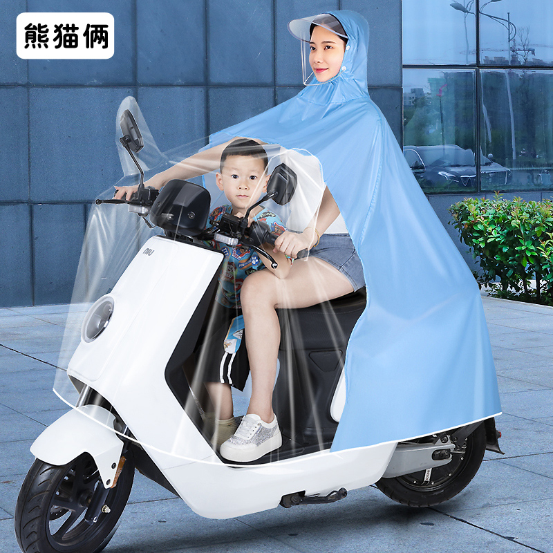 雨衣电动电瓶车双人母子新式女亲子全身防暴雨摩托车专用透明雨披