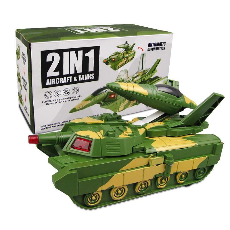 儿童电动坦克变形飞机万向装甲车变身战车男孩宝宝益智玩具3-5岁6