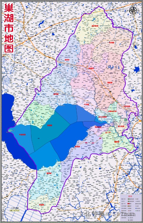2022年3月安徽合肥市巢湖市百度版行政交通旅游乡镇村落分布地图