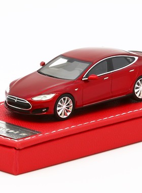 1/64 VIP樹脂模型特斯拉MODEL S精品仿真汽車玩具紅色