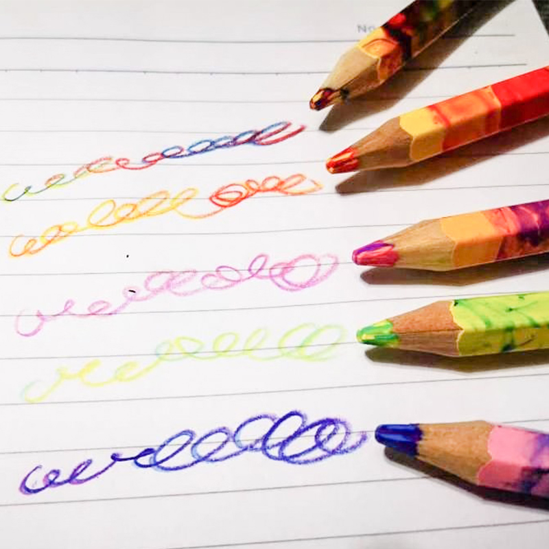 彩铅笔木 DEDEDEPRAISE四色魔幻彩色铅笔彩虹笔 绘画无木混色彩铅