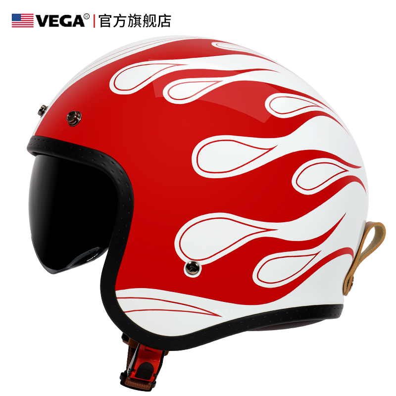 新款美国VEGA复古哈摩托车头盔大兵机车雷男女士个性半覆式3C冬季