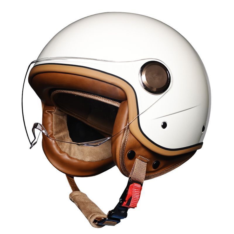 3C国标ORZ复古摩托车头盔男女电动踏板半覆式3/4半盔可装蓝牙