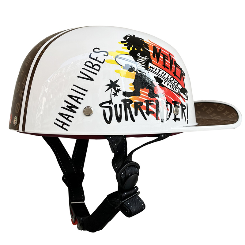 美式3C复古棒球帽头盔哈雷摩托车半盔太子电动踏板车瓢盔鸭舌帽盔
