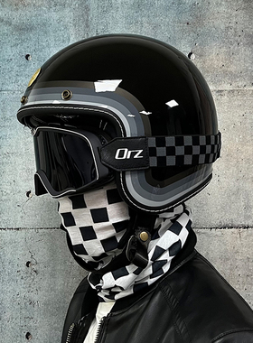 新款ORZ摩托车复古头盔男女半盔新国标3C头盔3/4盔半覆式四季帽子