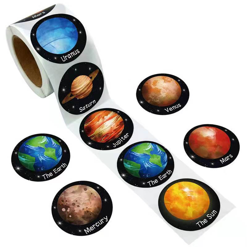 500张/卷八大行星贴纸太阳银河系主题装饰幼儿园益智玩具贴纸贴画