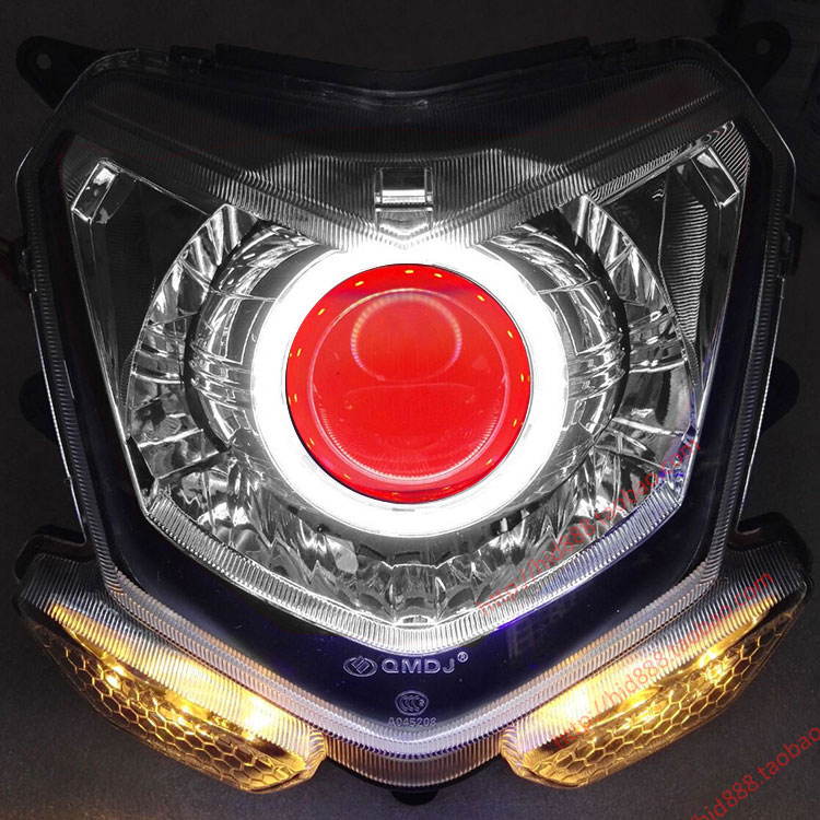 尚领 摩托车 电车大灯总成 天使眼 恶魔眼 海5氙气灯LED双光透镜