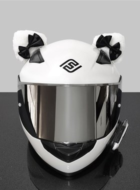 头盔装饰饭团耳朵机车猫耳摩托车滑雪上的顶部小配件耳朵电动车