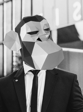 库里NFT头像时尚猿猴头套创意手工折纸diy猴子面具3D立体动物纸模