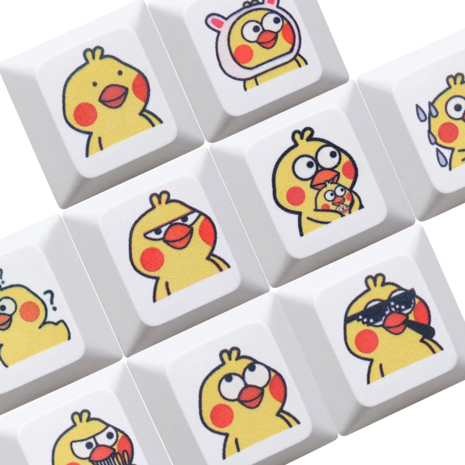 可爱小黄鸡鹦鹉表情包键帽热升华原厂高度机械键盘ESC用于MX黄色