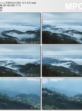 茶山云雾飘散延时摄影 茶乡美景 高清实拍视频素材