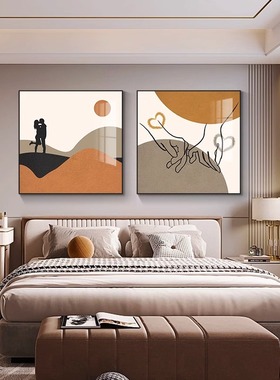 卧室装饰画北欧ins风床头挂画抽象简约艺术画主卧房间背景墙壁画