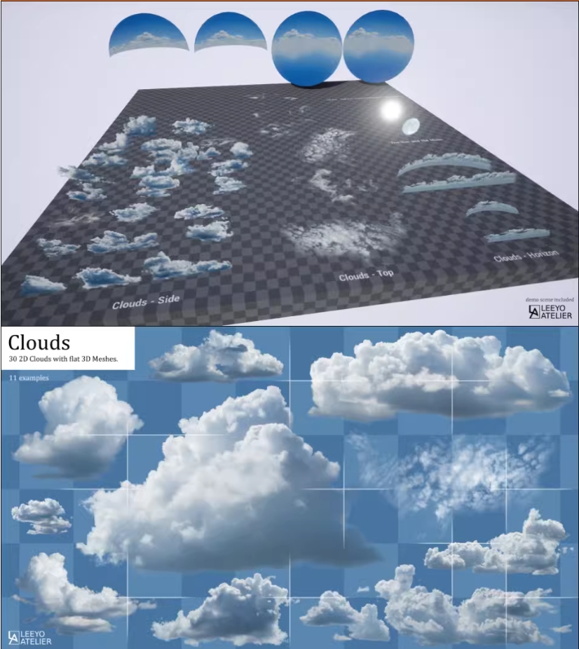 ue5 虚幻5 天空球+体积云天气太阳阴天多云彩云雾特效场景天空盒