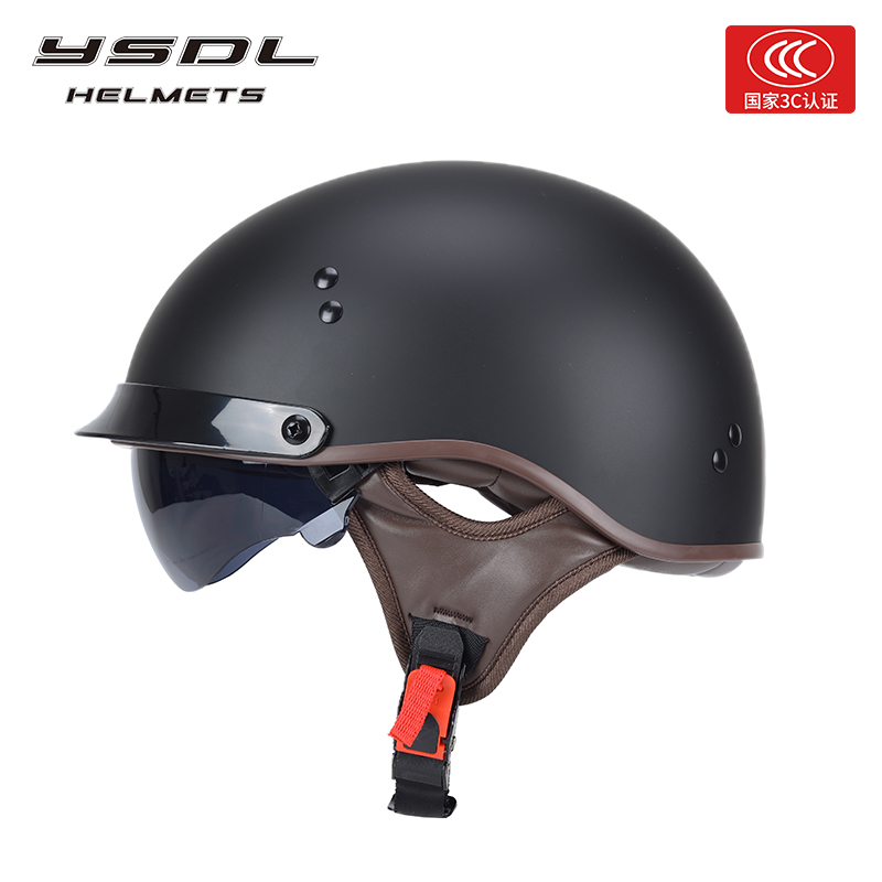 复古巡航机车头盔3C认证摩托车半盔男女士四季踏板电动车安全帽