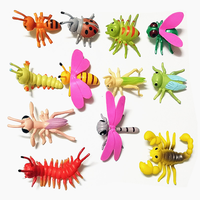 仿真小号卡通昆虫动物玩具模型知了螳螂蝗虫蜜蜂蜈蚣蜘蛛瓢虫蚂蚁