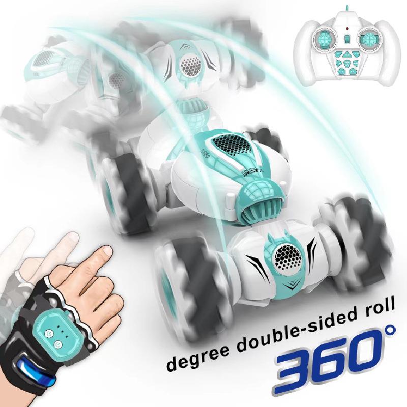 跨境2.4G手势感应变形遥控车玩具横行漂移迷你遥控双面扭变特技车