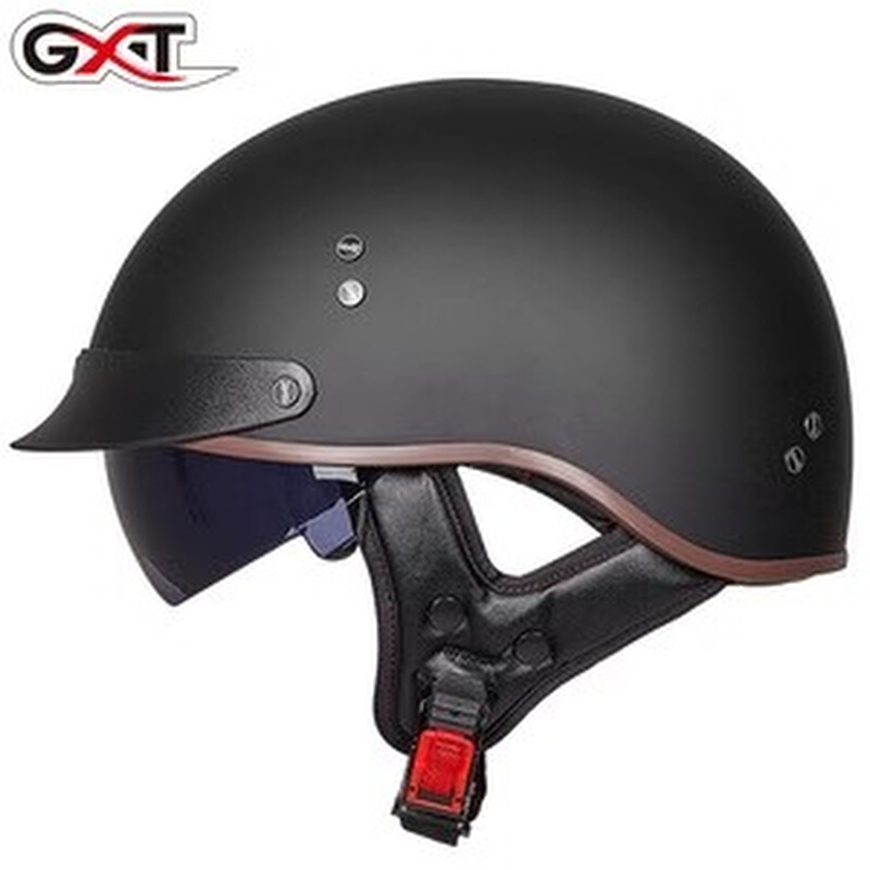 GXT摩托车头盔男夏季半盔复古瓢盔女电动车碳纤维机车安全帽