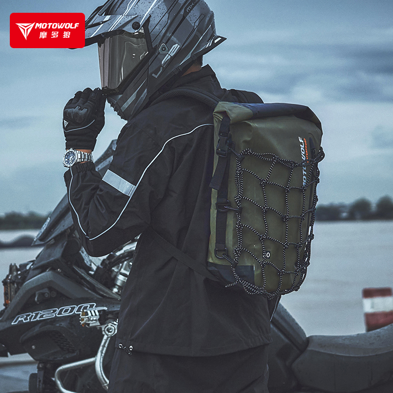 摩多狼摩托车双肩背包登山摩旅头盔骑士包机车防水大容量户外装备