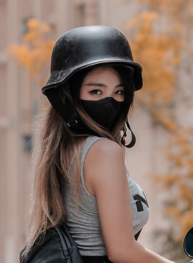 3C认证碳纤维半盔德式大兵盔摩托车安全帽复古瓢盔哈雷机车头盔
