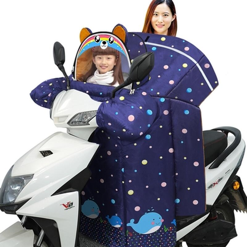 摩托车亲子电动车挡风被冬季 双人 母子双面防水防晒冬天被 加厚