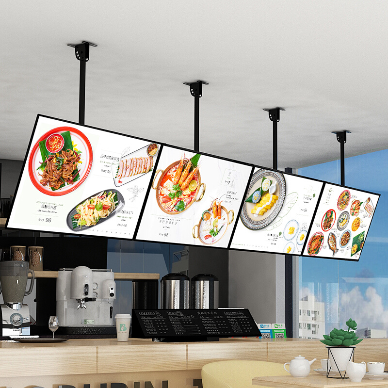 吊顶点餐灯箱磁吸菜单价目表广告牌奶茶店显示屏悬挂墙式电视超薄