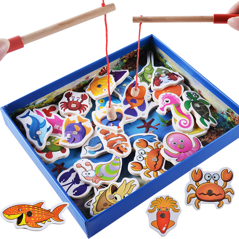 幼儿园语言区域角投放材料儿童益智磁性钓鱼玩具动作训练桌面游戏