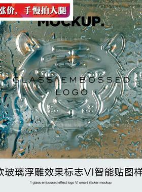 玻璃瓶身浮雕效果标志品牌logo样机模型提案展示效果图设计PS素材