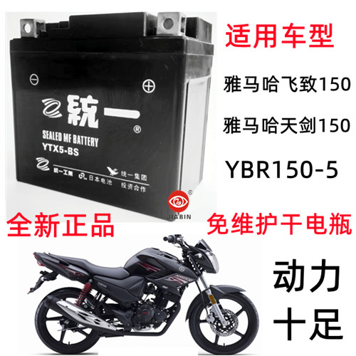 适用于雅马哈150飞致150天剑YS150-5摩托车统一免维护蓄电池电瓶