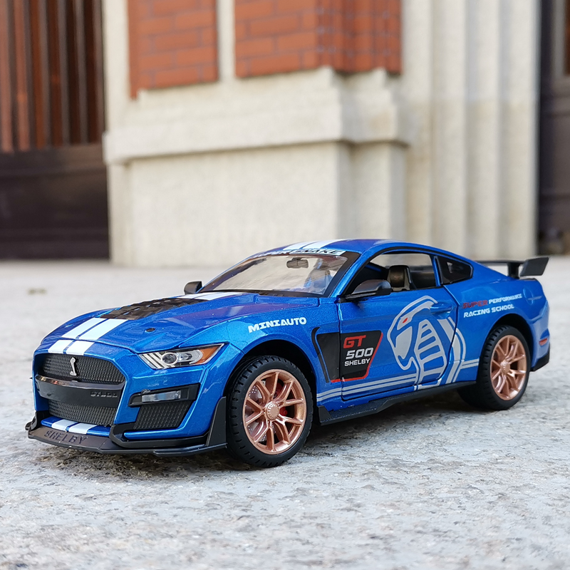 1:24福特野马蝰蛇GT500 声光回力儿童金属玩具车仿真合金汽车模型