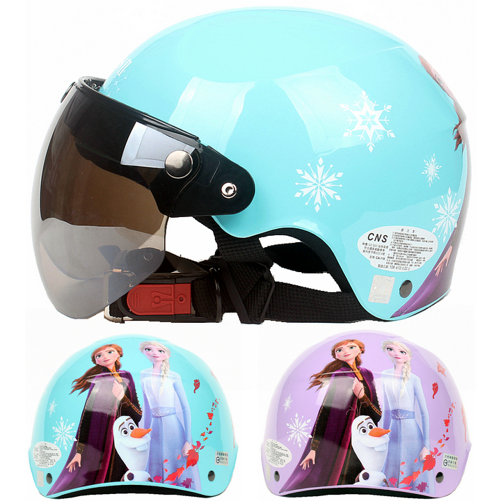 台湾EVO冰雪公主2蓝色哈雷电动摩托车儿童头盔安全帽男女小孩夏季