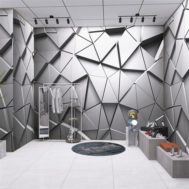个性3D几何立体科技感壁纸艺术办公室电竞房壁画酒吧KTV走廊墙纸