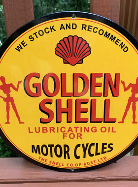 美国复古壳牌石油 SHELL 搪瓷金属立体广告牌 招牌 Vtg