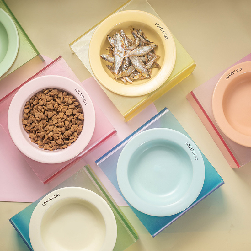 韩国bd同款飞碟猫碗陶瓷宠物碗湿粮碗狗碗猫狗食盆喝水餐桌带碗架