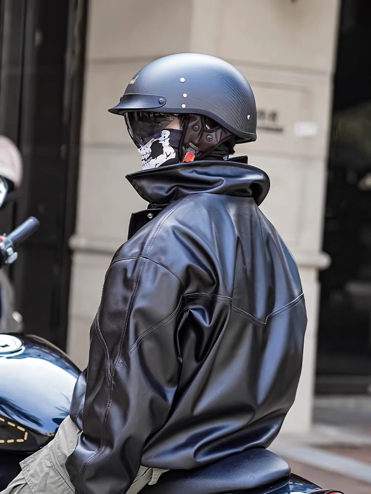 碳纤维复古半盔男摩托车头盔3c认证哈雷机车瓢盔夏季电动车安全帽
